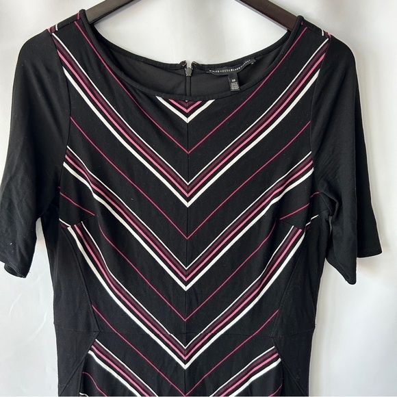 White House Black Market Women’s Stretchy Striped Bodycon Midi Dress Size 10 - Picture 2 of 10